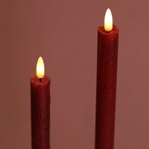 Столовая светодиодная свеча с имитацией пламени Стелла 24 см 2 шт красная, батарейка Kaemingk (Кейминг) фото 2