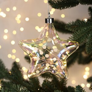 Подвесной светильник Звезда Искорка 15 см, 20 теплых белых LED ламп, на батарейках, стекло (Peha, Нидерланды). Артикул: ID62436