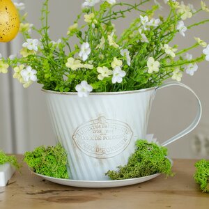 Декоративное кашпо для цветов Чашка Весенний Прованс 23*20 см, металл