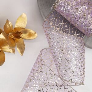 Декоративная лента Лунная Сирень: Звёздные облака 270*13 см, органза