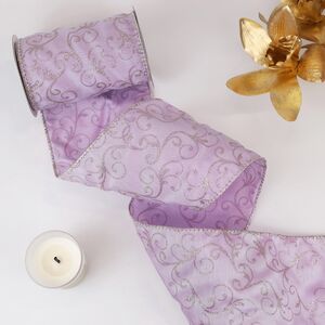 Декоративная лента Лунная Сирень: Серебряные узоры 270*13 см