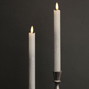 Столовая светодиодная свеча с имитацией пламени Инсендио 26 см 2 шт серебряная, батарейка Peha фото 2