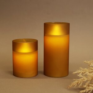 Светодиодная свеча с имитацией пламени Magic Flame в стакане карамельная