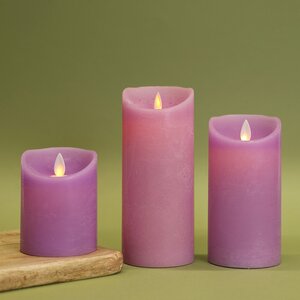 Светодиодная свеча с имитацией пламени 18 см, фиолетовая восковая, батарейка Peha фото 2