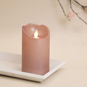 Светодиодная свеча Живое Пламя 13 см топленый шоколад, восковая на батарейках, таймер Kaemingk фото 3