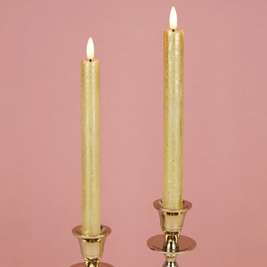 Столовая светодиодная свеча с имитацией пламени Стелла 24 см 2 шт золотая, на батарейках, таймер Kaemingk фото 3