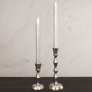Столовая светодиодная свеча с имитацией пламени Стелла 24 см 2 шт серебряная, на батарейках, таймер Kaemingk фото 3