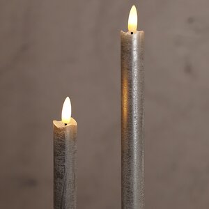Столовая светодиодная свеча с имитацией пламени Стелла 24 см 2 шт серебряная, на батарейках, таймер Kaemingk фото 2
