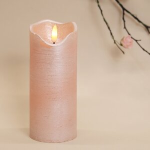 Светодиодная свеча с имитацией пламени Стелла 17 см розовая восковая, на батарейках, таймер (Kaemingk, Нидерланды). Артикул: ID76243