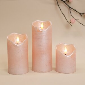 Светодиодная свеча с имитацией пламени Стелла 13 см розовая восковая, на батарейках, таймер Kaemingk фото 3