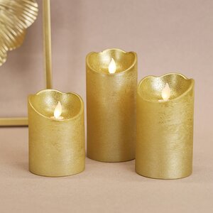 Набор светодиодных свечей с имитацией пламени Narcis Gold 10-15 см, 3 шт с пультом управления, на батарейках Kaemingk фото 4