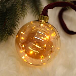 Подвесной светильник-шар Breze 10 см, 15 микро LED ламп, на батарейках, стекло (Kaemingk, Нидерланды). Артикул: 485866