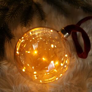 Подвесной светильник-шар Breze 14 см, 30 микро LED ламп, на батарейках, стекло (Kaemingk, Нидерланды). Артикул: 485867