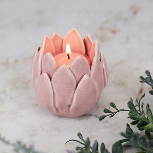 Керамический подсвечник Цветок Иммаколета 7 см пудрово-розовый (Koopman, Нидерланды). Артикул: ID76540