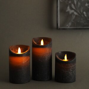 Набор свечей с имитацией пламени Ленорра Magic Flame 10-15 см, 3 шт, черные, с пультом управления Peha фото 2