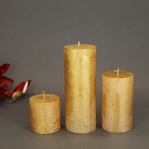Декоративная свеча Металлик Гранд 180*68 мм золотая Kaemingk фото 2