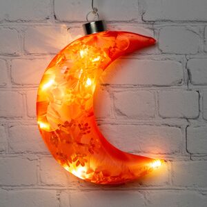 Светильник Месяц - Коралловый блеск снежинок 17 см, теплые белые LED лампы, на батарейках (Due Esse Christmas, Италия). Артикул: JF182905-2L