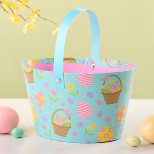 Декоративная корзина Светлая Пасха 20*12 см голубая