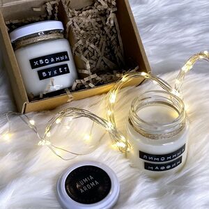 Ароматические соевые свечи Хвойный Букет и Лимонный Маффин, 2 шт, 40 часов горения (Lumia Aroma, Россия). Артикул: la3110-01