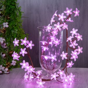 Декоративная светящаяся ветка Плюмерия розовая 1.5 м