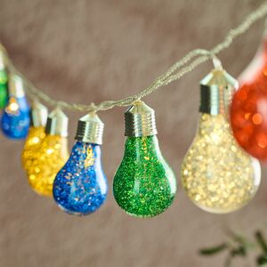 Светодиодная гирлянда Лампочки Фиеста 2.7 м, 10 разноцветных ламп, прозрачный ПВХ, IP20