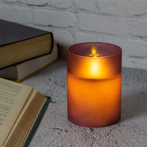 Светодиодная свеча с имитацией пламени Magic Flame в стакане 10 см фиолетовая Peha фото 2