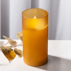 Светодиодная свеча с имитацией пламени Шанти в стакане 15 см карамельная (Peha, Нидерланды). Артикул: MB-10370