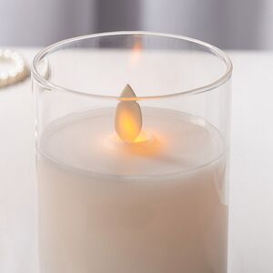 Светодиодная свеча с имитацией пламени Шанти в стакане 10 см белая Peha фото 2