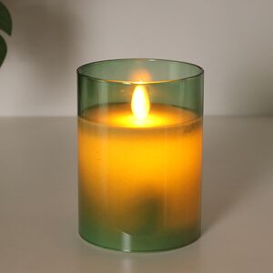 Светодиодная свеча с имитацией пламени Шанти в стакане 10 см зеленая Peha (Пеха) фото 4