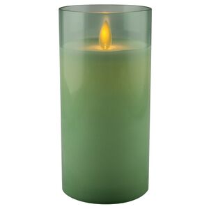 Светодиодная свеча с имитацией пламени Шанти в стакане 15 см зеленая Peha (Пеха) фото 5