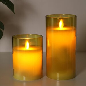 Светодиодная свеча с имитацией пламени Magic Flame в стакане 10 см салатовая Peha фото 3