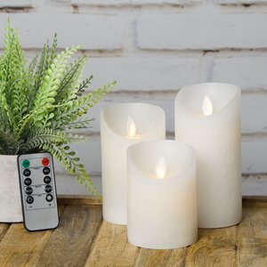Набор восковых светодиодных свечей с имитацией пламени Magic Flame 11-15 см, 3 шт, с пультом, белые, на батарейках Peha фото 6