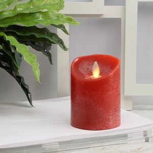 Светодиодная свеча с имитацией пламени 10 см, красная восковая, батарейка Peha фото 1