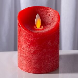 Светодиодная свеча с имитацией пламени 10 см, красная восковая, батарейка (Peha, Нидерланды). Артикул: MB-20119