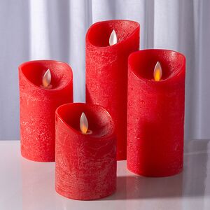 Светодиодная восковая свеча с живым пламенем, красная, батарейка