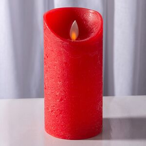 Светодиодная свеча с имитацией пламени 15 см, красная восковая, батарейка Peha фото 1