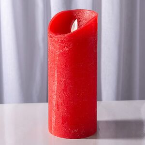 Светодиодная свеча с имитацией пламени 18 см, красная восковая, батарейка Peha фото 1