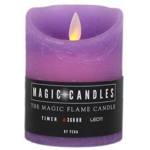 Светодиодная свеча с имитацией пламени 10 см, фиолетовая восковая, батарейка Peha фото 6