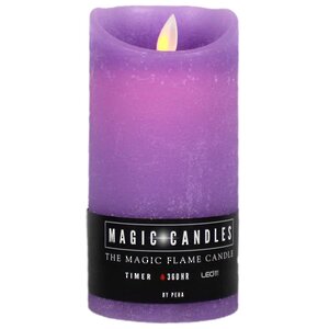 Светодиодная свеча с имитацией пламени 15 см, фиолетовая восковая, батарейка Peha фото 6