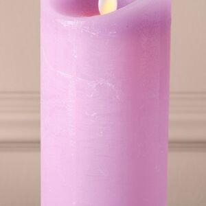 Светодиодная свеча с имитацией пламени 18 см, фиолетовая восковая, батарейка Peha фото 4