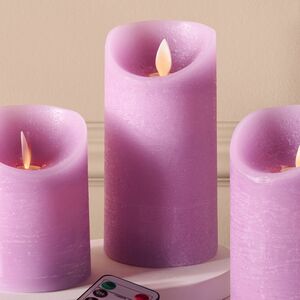 Набор свечей с имитацией пламени Шанти 10-15 см, 3 шт, с пультом управления, фиолетовые Peha (Пеха) фото 4