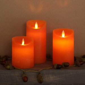 Светодиодная восковая свеча с живым пламенем, оранжевая, батарейка