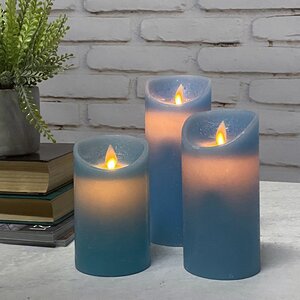 Светодиодная свеча с имитацией пламени Линдис 15 см, голубая, батарейка Peha фото 4