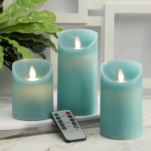 Набор свечей с имитацией пламени Ленорра Magic Flame 10-15 см, 3 шт, бирюзовые, с пультом управления