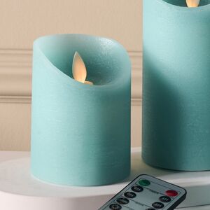 Набор свечей с имитацией пламени Ленорра Шанти 10-15 см, 3 шт, бирюзовые, с пультом управления Peha (Пеха) фото 4