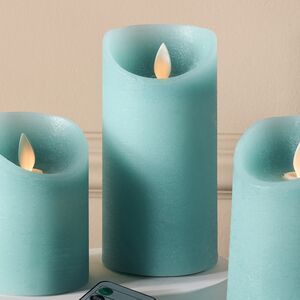 Набор свечей с имитацией пламени Ленорра Шанти 10-15 см, 3 шт, бирюзовые, с пультом управления Peha (Пеха) фото 5