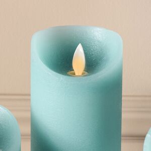 Набор свечей с имитацией пламени Ленорра Шанти 10-15 см, 3 шт, бирюзовые, с пультом управления Peha (Пеха) фото 2