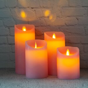 Светодиодная свеча с имитацией пламени 18 см, розовая восковая, батарейка Peha фото 3