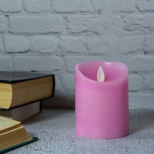 Светодиодная свеча с имитацией пламени 10 см, розовая восковая, батарейка Peha фото 1