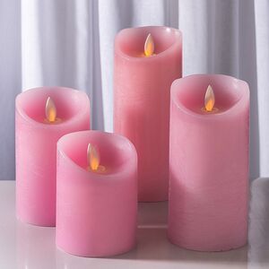 Светодиодная свеча с имитацией пламени, розовая восковая, батарейка
